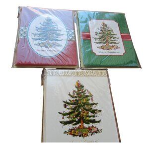 Spode Christmas Tree Three Assorted 8 Cards & Envelopes Vintage Inspired New